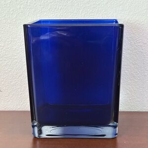Teleflora Cobalt Blue Square Glass Vase Made in Poland Floral Gift Vase Vintage.